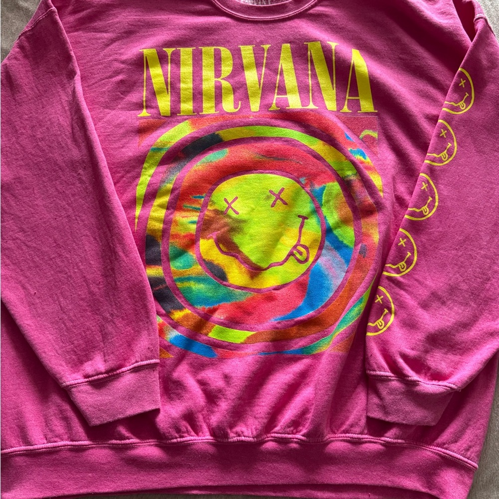 Nirvana Pink Graphic Crew Neck Sweater